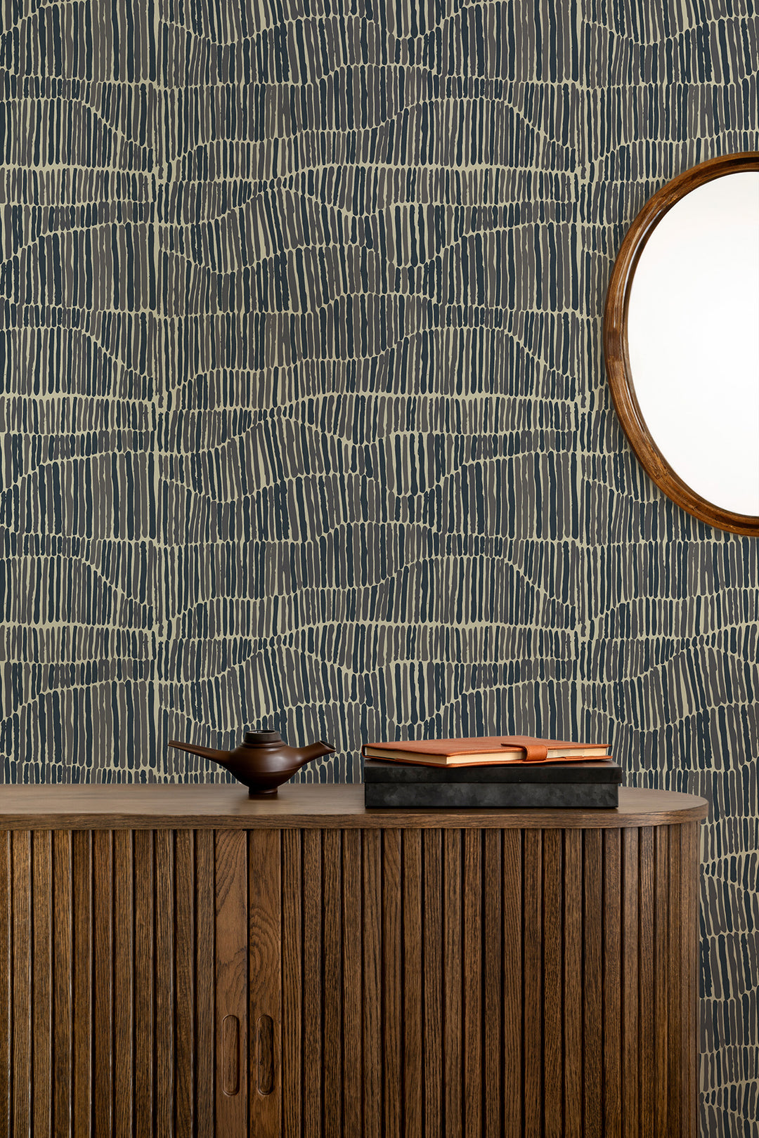 Jamaican Waves - Stone Blue Wallpaper by Forbes + Masters