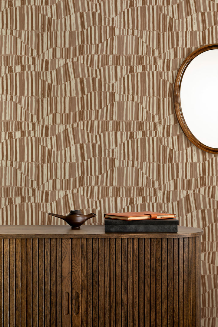 Jamaican Waves - Cocoa Brown Wallpaper by Forbes + Masters