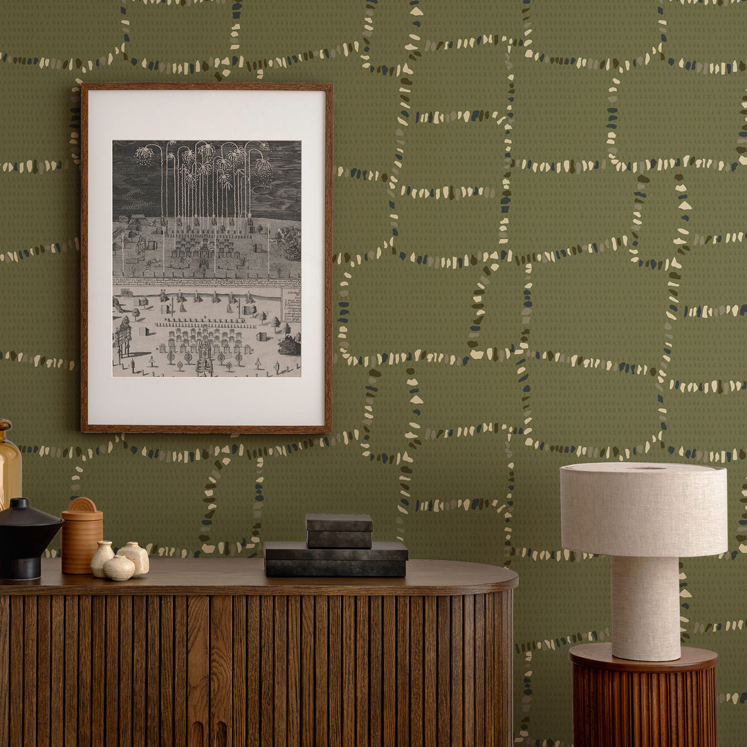 Tulum Ruins - Olive Wallpaper by Forbes + Masters