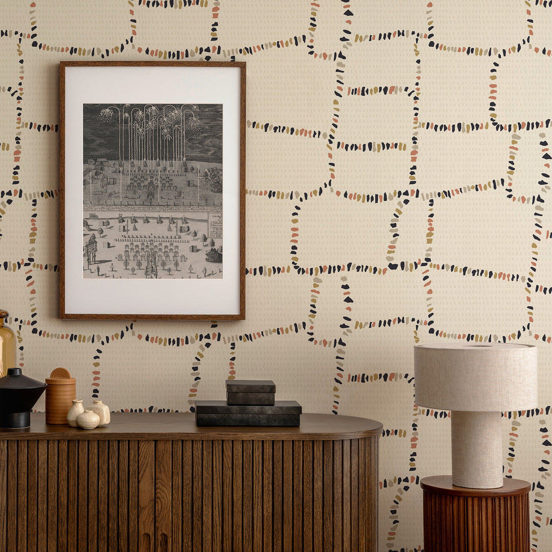 Tulum Ruins - Off White Linen Wallpaper by Forbes + Masters