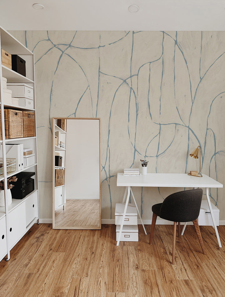 Boulder Beach Wall Mural - Linen Blues Wallpaper by Forbes Masters