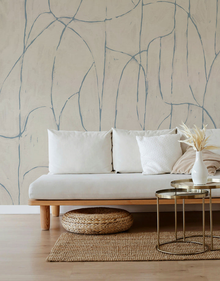 Boulder Beach Wall Mural - Linen Blues Wallpaper by Forbes Masters