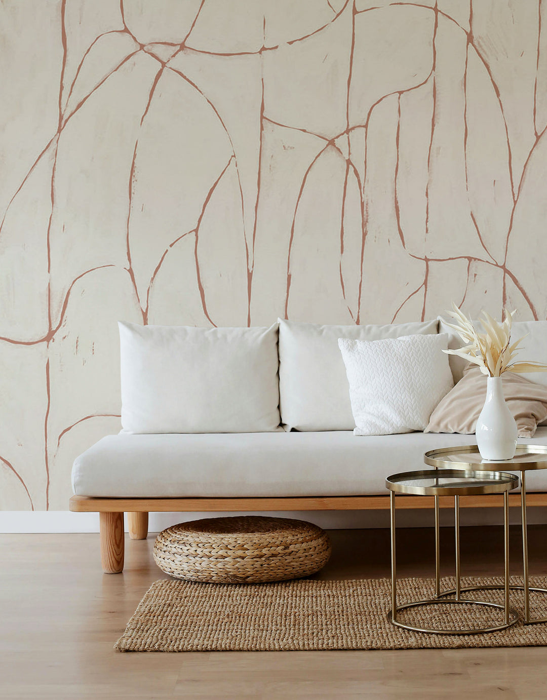Boulder Beach Wall Mural - Terracotta Linen Wallpaper by Forbes Masters