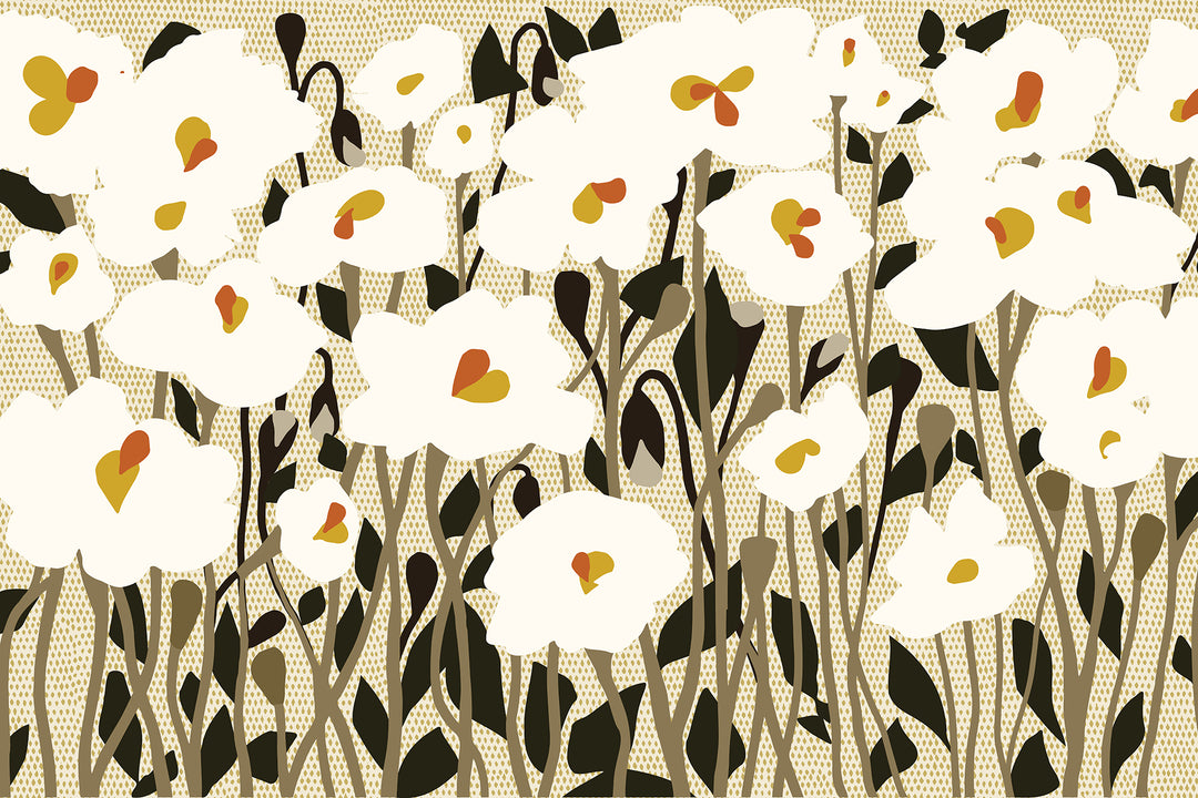 Poppy Fields Floral Wallpaper Mural - Desert Bloom