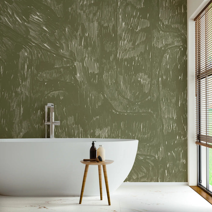 Washed Wallpaper Mural - Olive