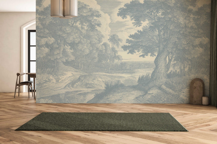 Edge of a Wood Wall Mural - Pale Mineral Blue