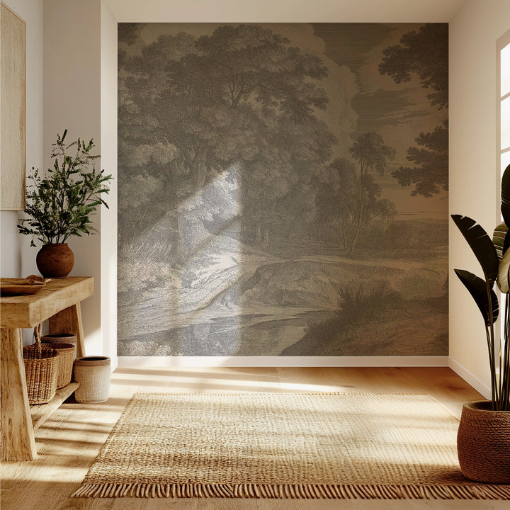 Edge of a Wood Wall Mural - Slate Gray