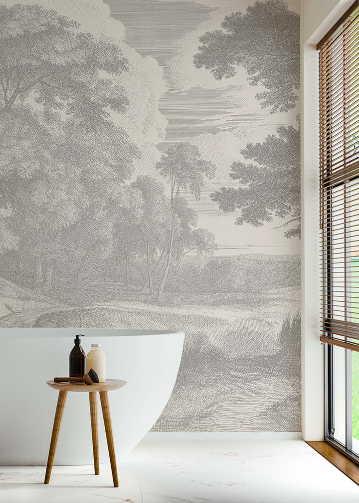 Edge of a Wood Wall Mural - Slate Gray