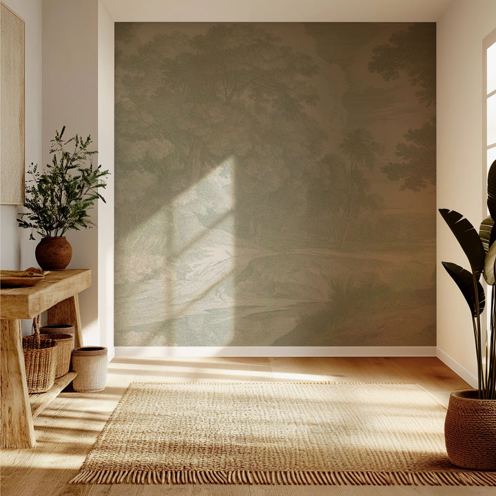 Edge of a Wood Wall Mural - Parchment Sage