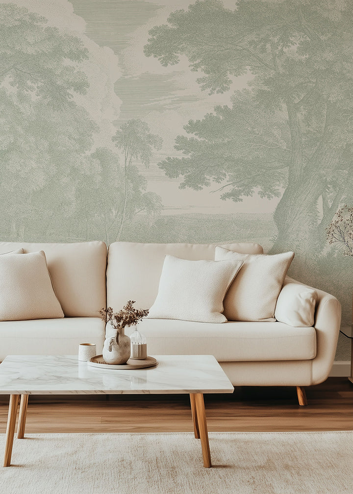 Edge of a Wood Wall Mural - Parchment Sage