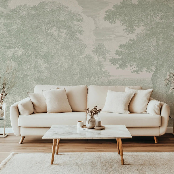 Edge of a Wood Wall Mural - Parchment Sage