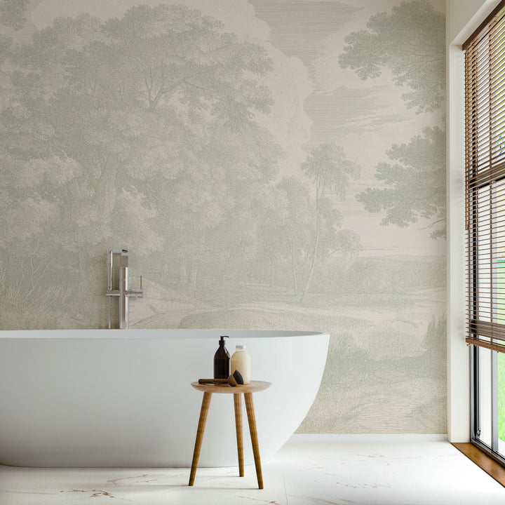 Edge of a Wood Wall Mural - Parchment Sage