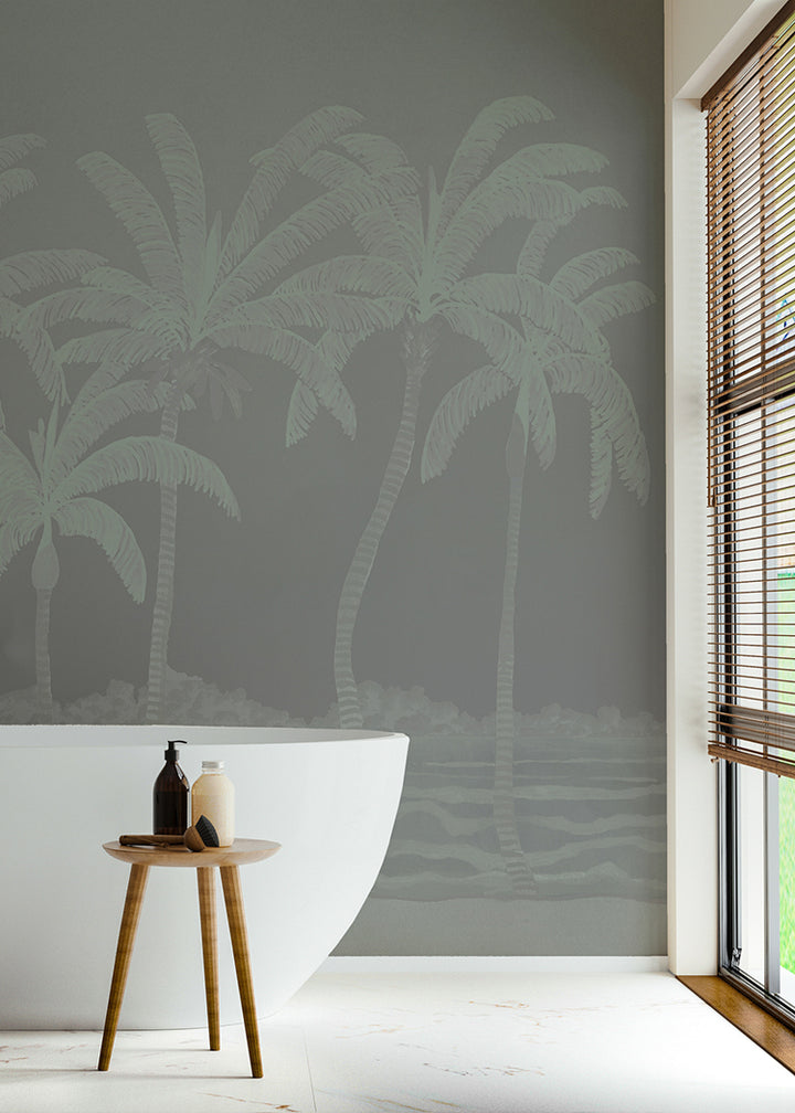 Palm Line Wall Mural - Midnight Swim