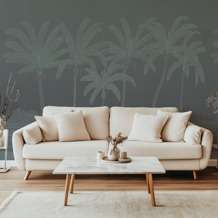 Palm Line Wall Mural - Midnight Swim