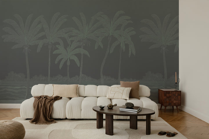 Palm Line Wall Mural - Midnight Swim