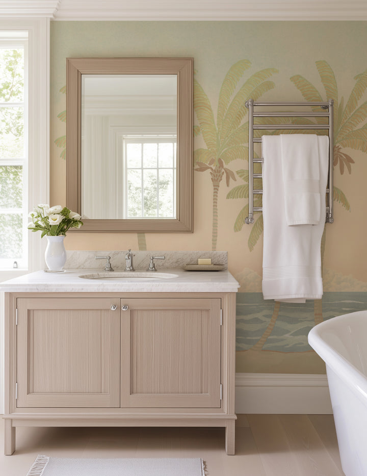 Palm Line Wall Mural - Washed Afternoon