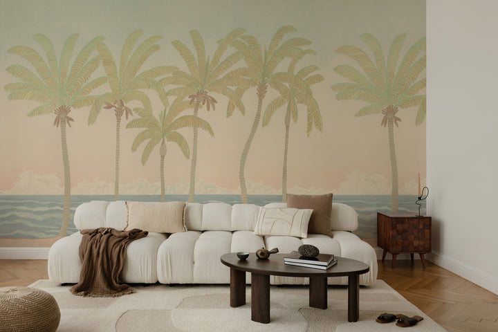 Palm Line Wall Mural - Washed Afternoon