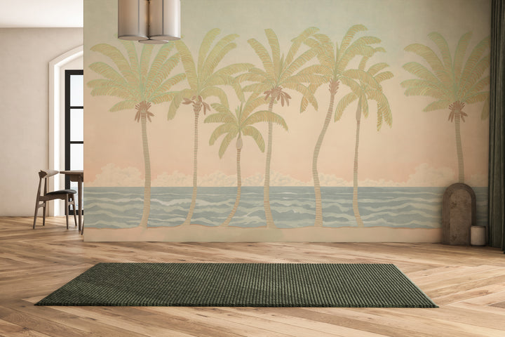 Palm Line Wall Mural - Washed Afternoon