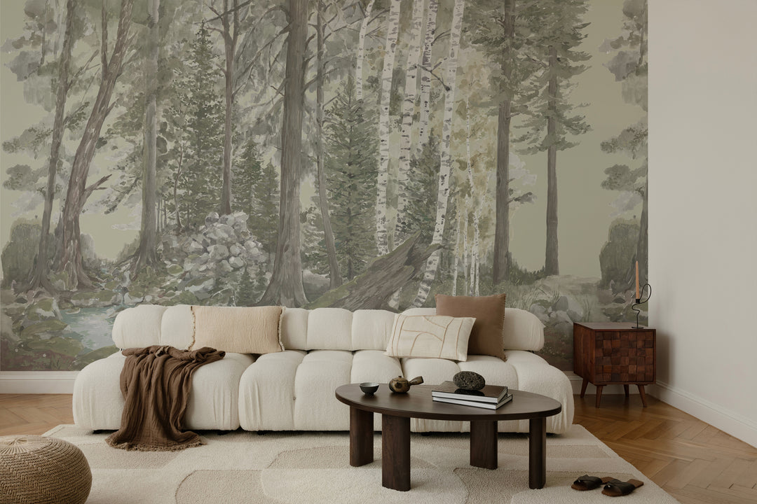 Rocky Mountain Forest Wall Mural - Morning Fog