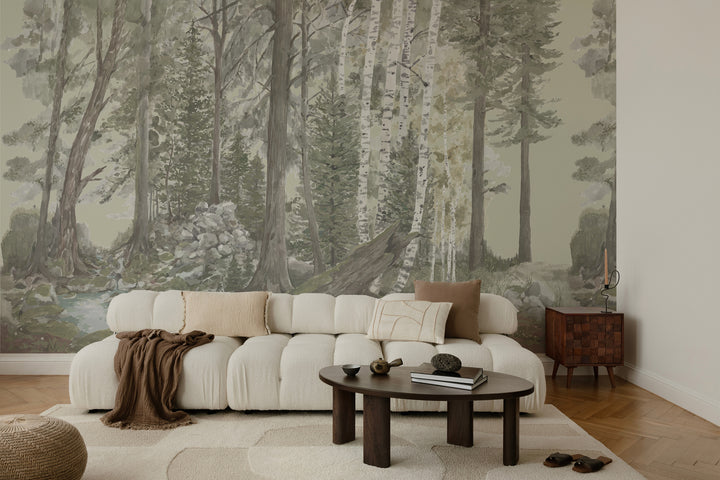 Rocky Mountain Forest Wall Mural - Morning Fog