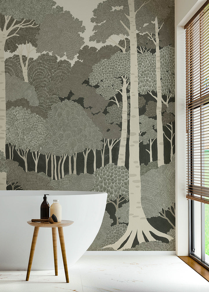Storybook Forest Wall Mural - Sepia