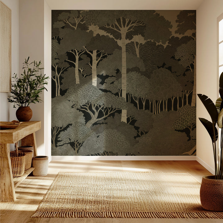 Storybook Forest Wall Mural - Sepia