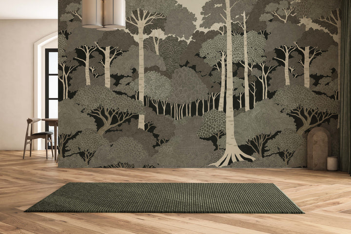 Storybook Forest Wall Mural - Sepia
