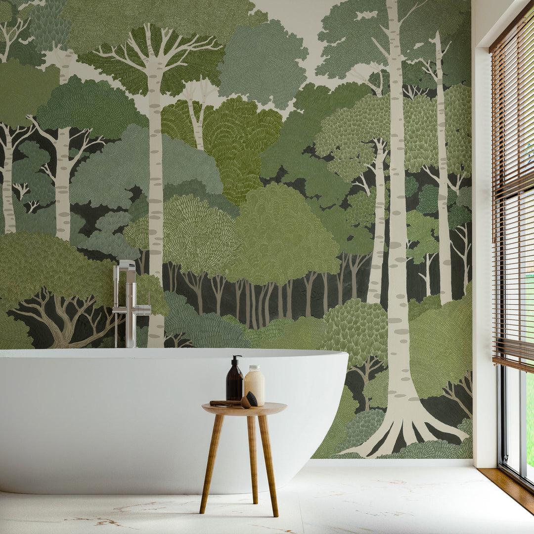 Storybook Forest Wall Mural - Spring Green