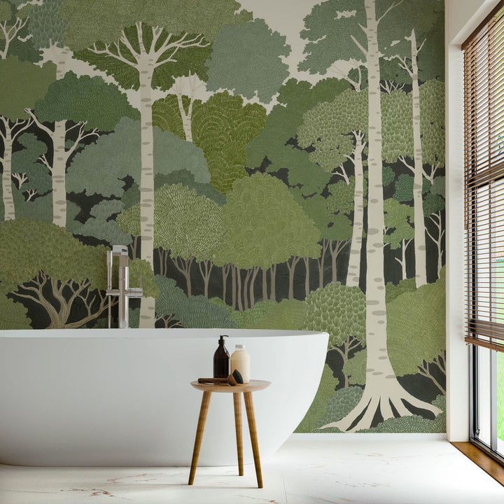 Storybook Forest Wall Mural - Spring Green