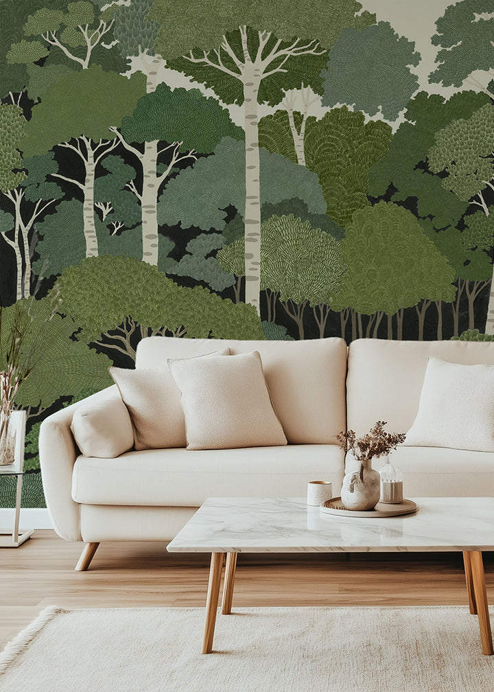 Storybook Forest Wall Mural - Spring Green