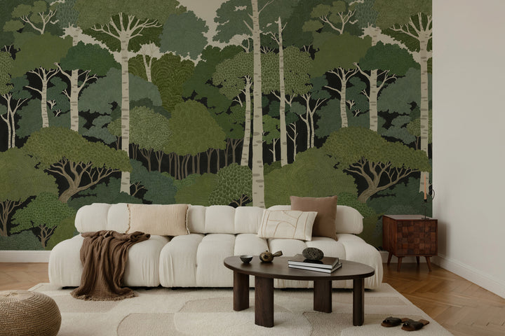Storybook Forest Wall Mural - Spring Green