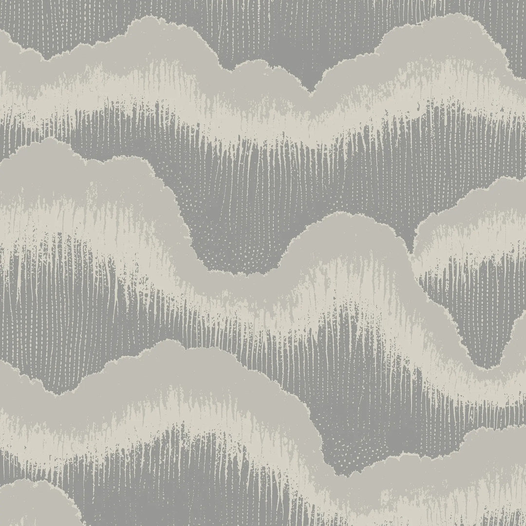 Cloud Lines - Gray Linen Wallpaper