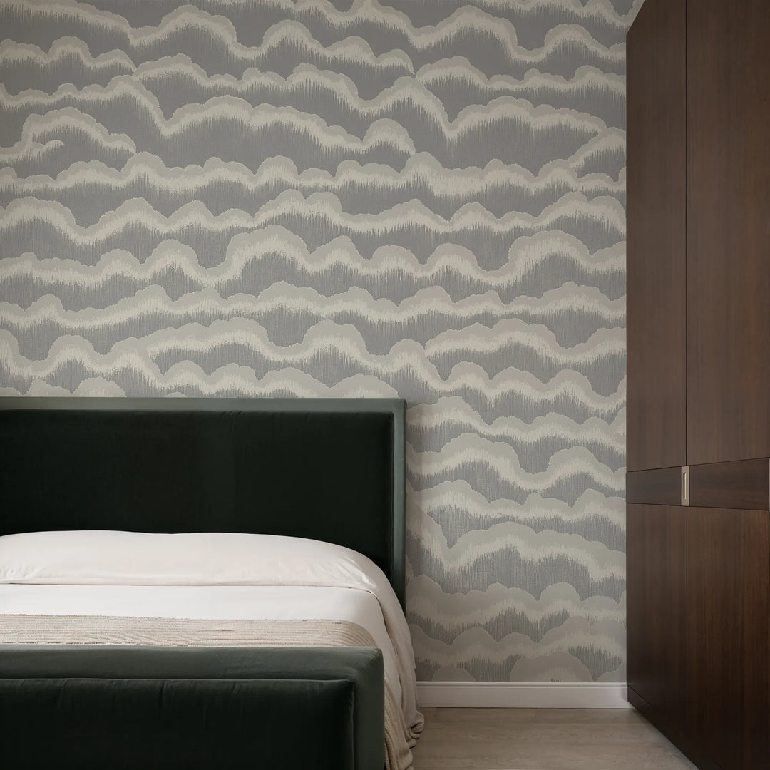 Cloud Lines - Gray Linen Wallpaper