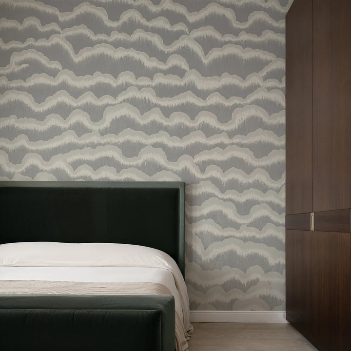 Cloud Lines - Gray Linen Wallpaper
