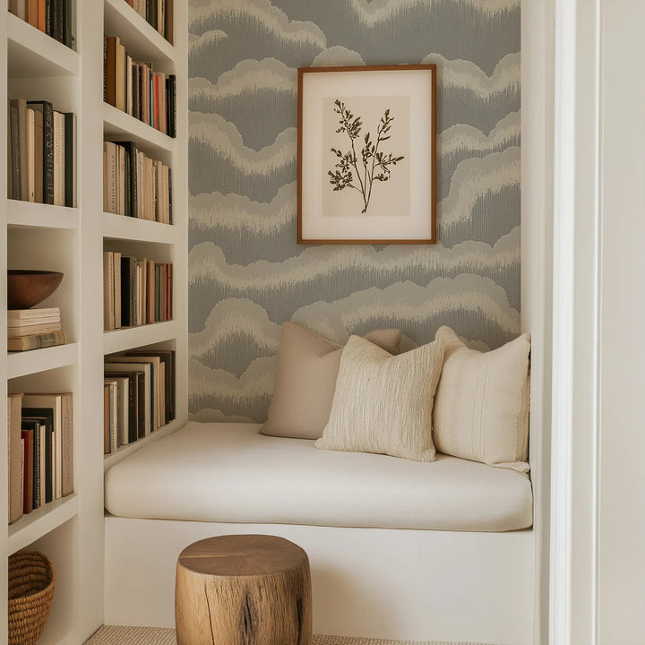 Cloud Lines - Gray Linen Wallpaper