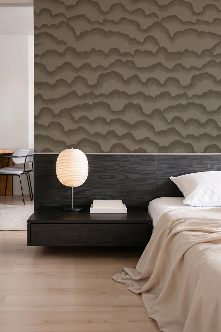 Cloud Lines - Walnut Wallpaper