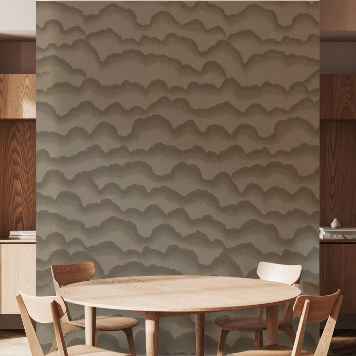 Cloud Lines - Walnut Wallpaper