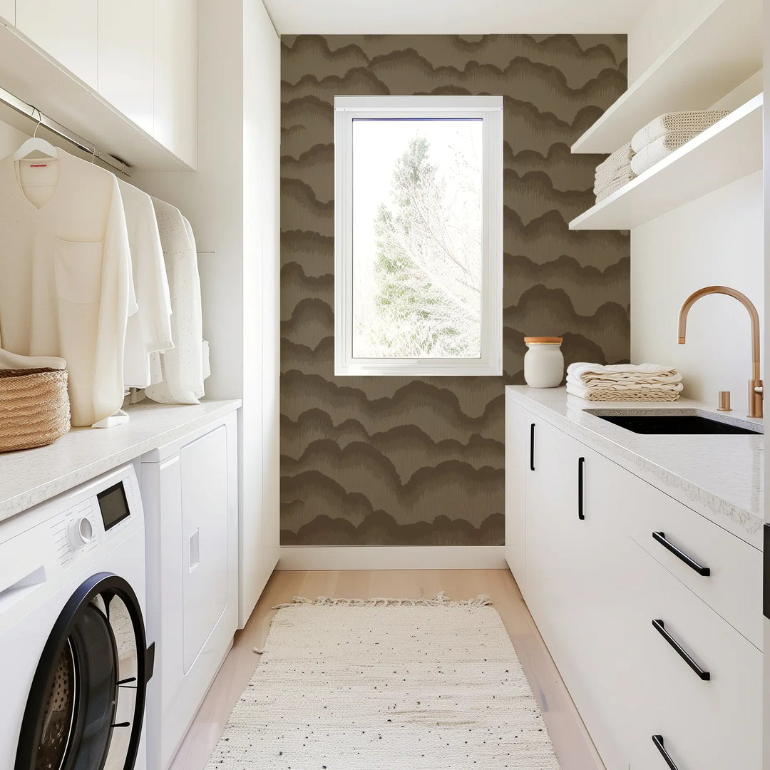 Cloud Lines - Walnut Wallpaper