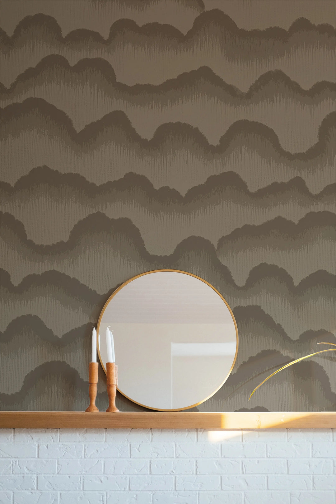 Cloud Lines - Walnut Wallpaper