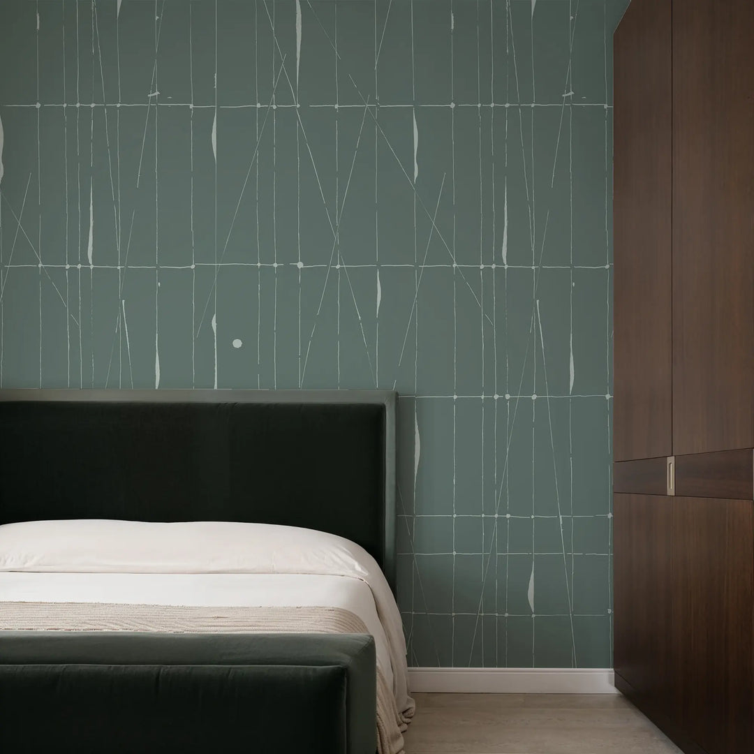 Offset Logic Wall Mural - Blue Green Wallpaper
