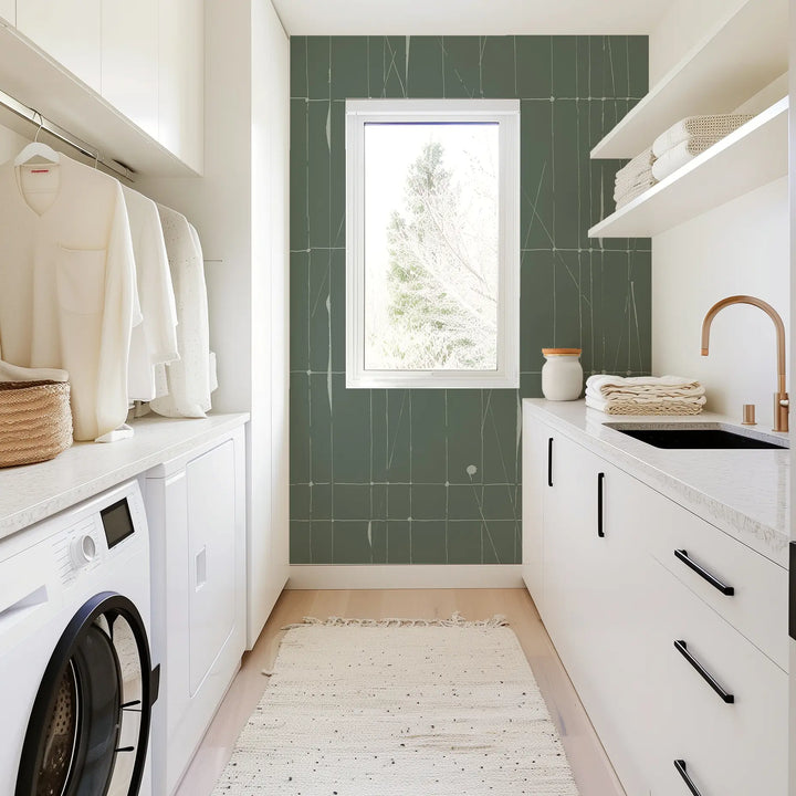 Offset Logic Wall Mural - Blue Green Wallpaper