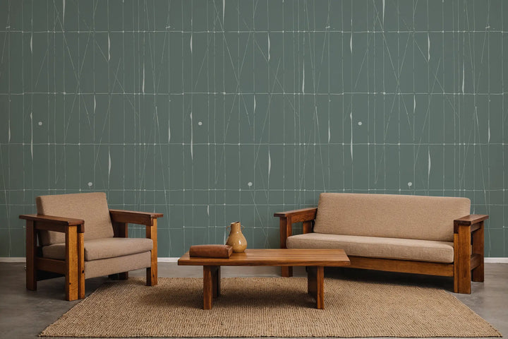 Offset Logic Wall Mural - Blue Green Wallpaper