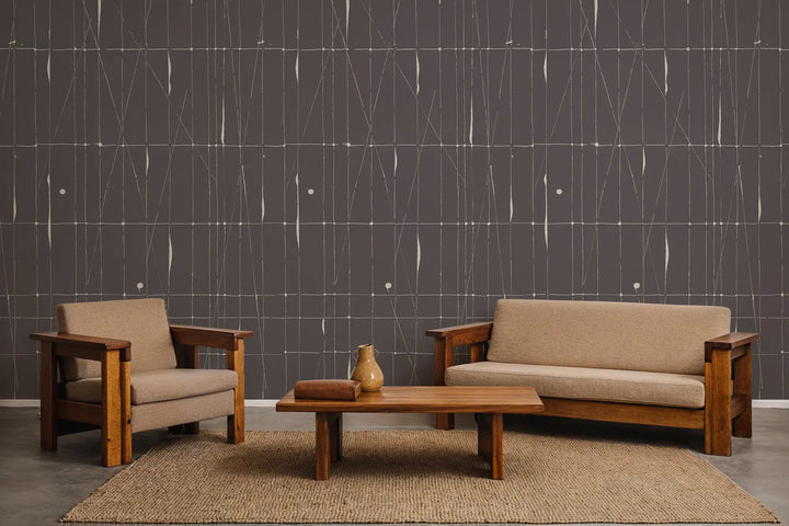 Offset Logic Wall Mural - Mahogany Wallpaper