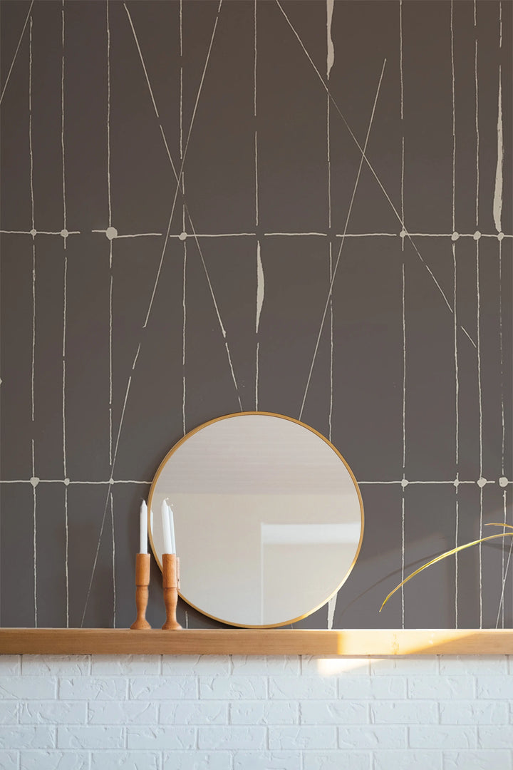 Offset Logic Wall Mural - Mahogany Wallpaper