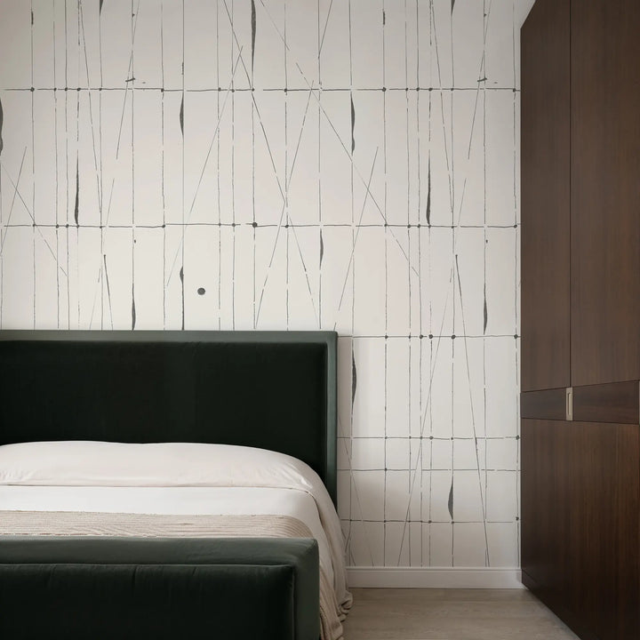 Offset Logic Wall Mural - White Stone Wallpaper