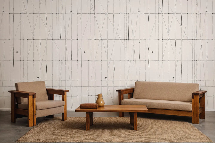 Offset Logic Wall Mural - White Stone Wallpaper
