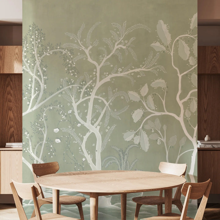 Forgotten Thicket Wall Mural - Celadon Green