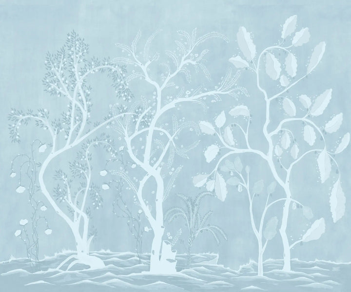 Forgotten Thicket Wall Mural - Washed Blue