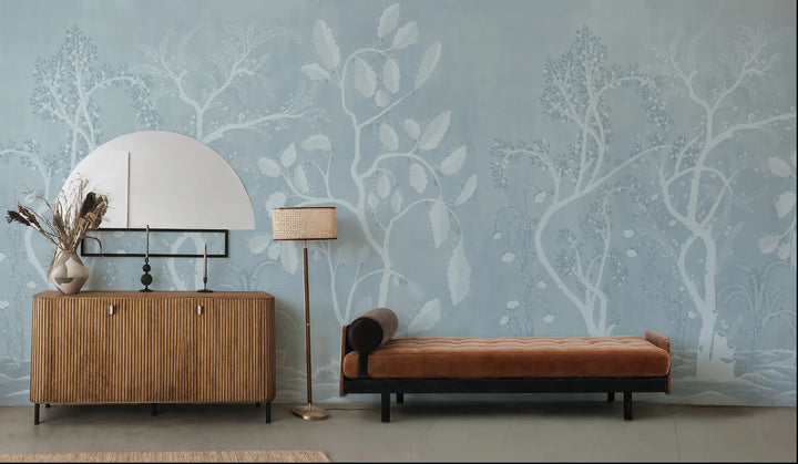 Forgotten Thicket Wall Mural - Washed Blue