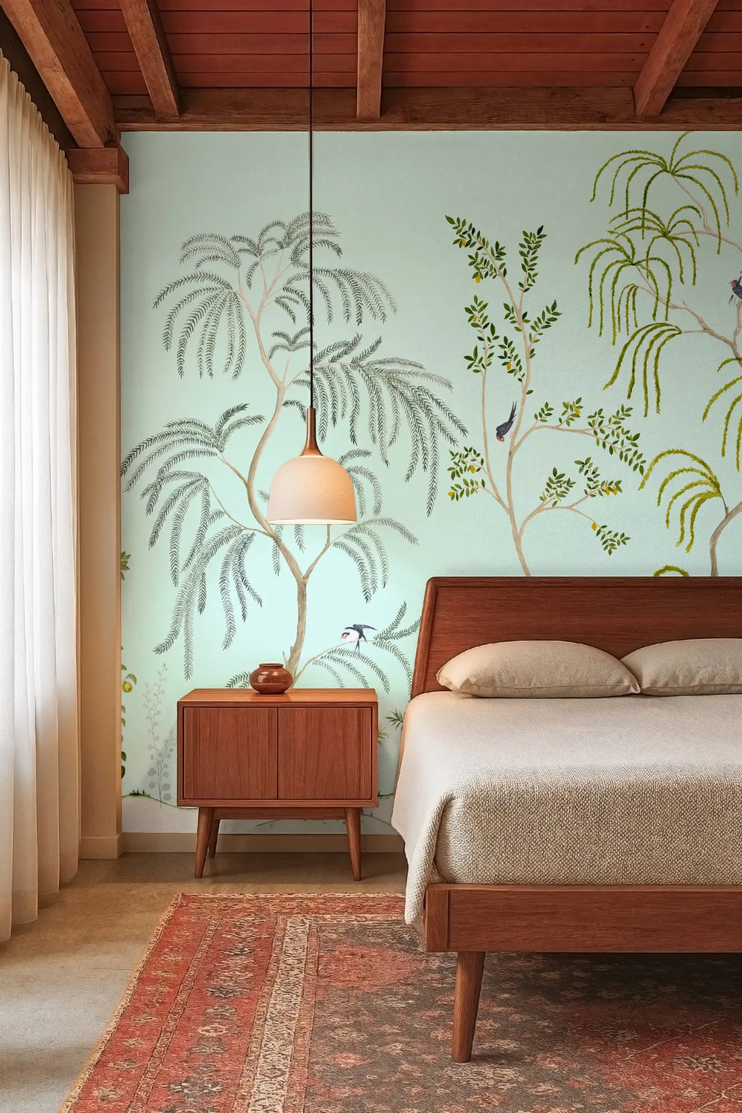 Leaning Orchard Wall Mural - Daylight Blue